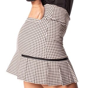 High-Waist Gingham Mini Skirt with Flounce Hem - Black & White